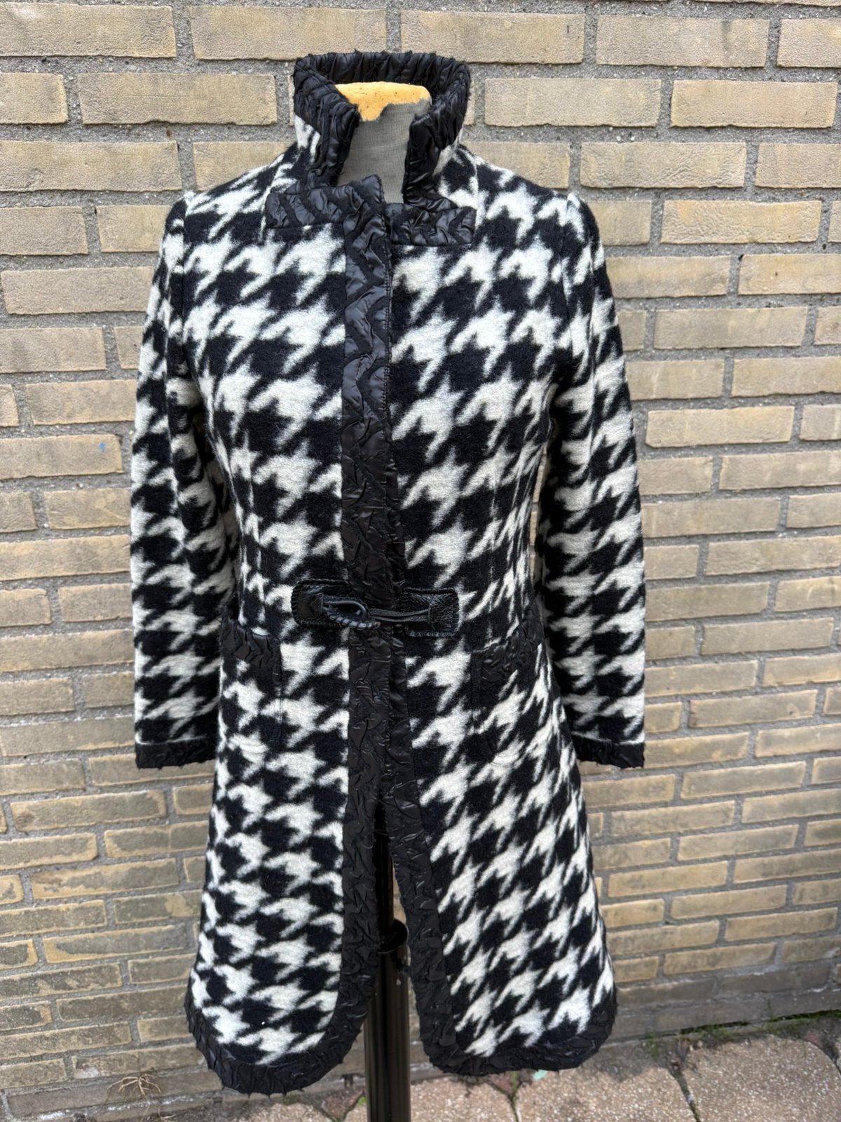 Prachtige ML Collections Mantel | Pied-de-Poule | Maat M (38, Maat 38/40 (M), Verzenden, Zwart, Zo goed als nieuw