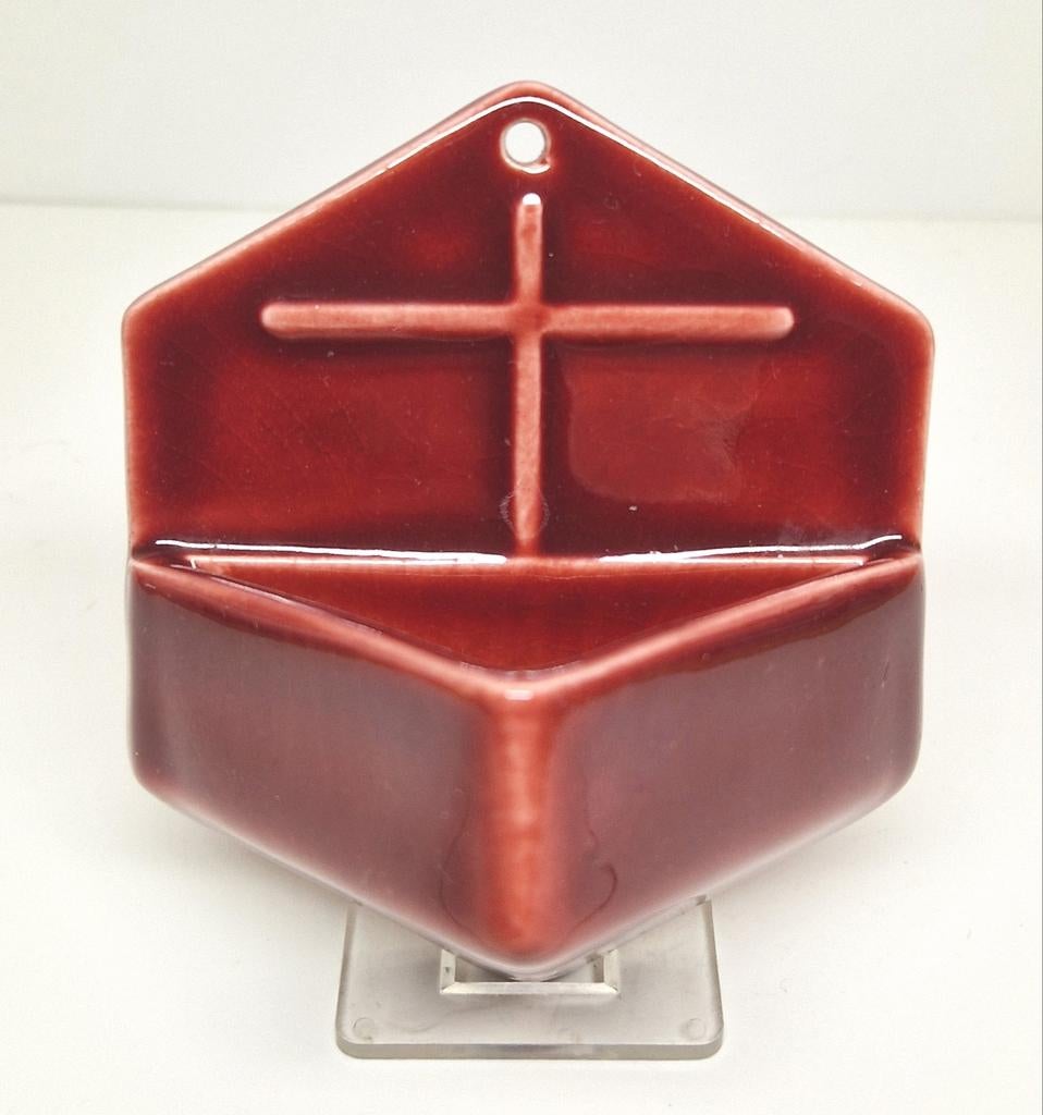 Art Deco wijwaterbakje H.J. Mengelberg, Gouda 1930., Antiek en Kunst, Antiek | Keramiek en Aardewerk, Ophalen of Verzenden