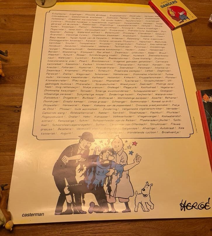 Zeer Zeldzame kuifje poster haddock scheldwoorden 1979, Eén stripboek, Ophalen of Verzenden, Zo goed als nieuw