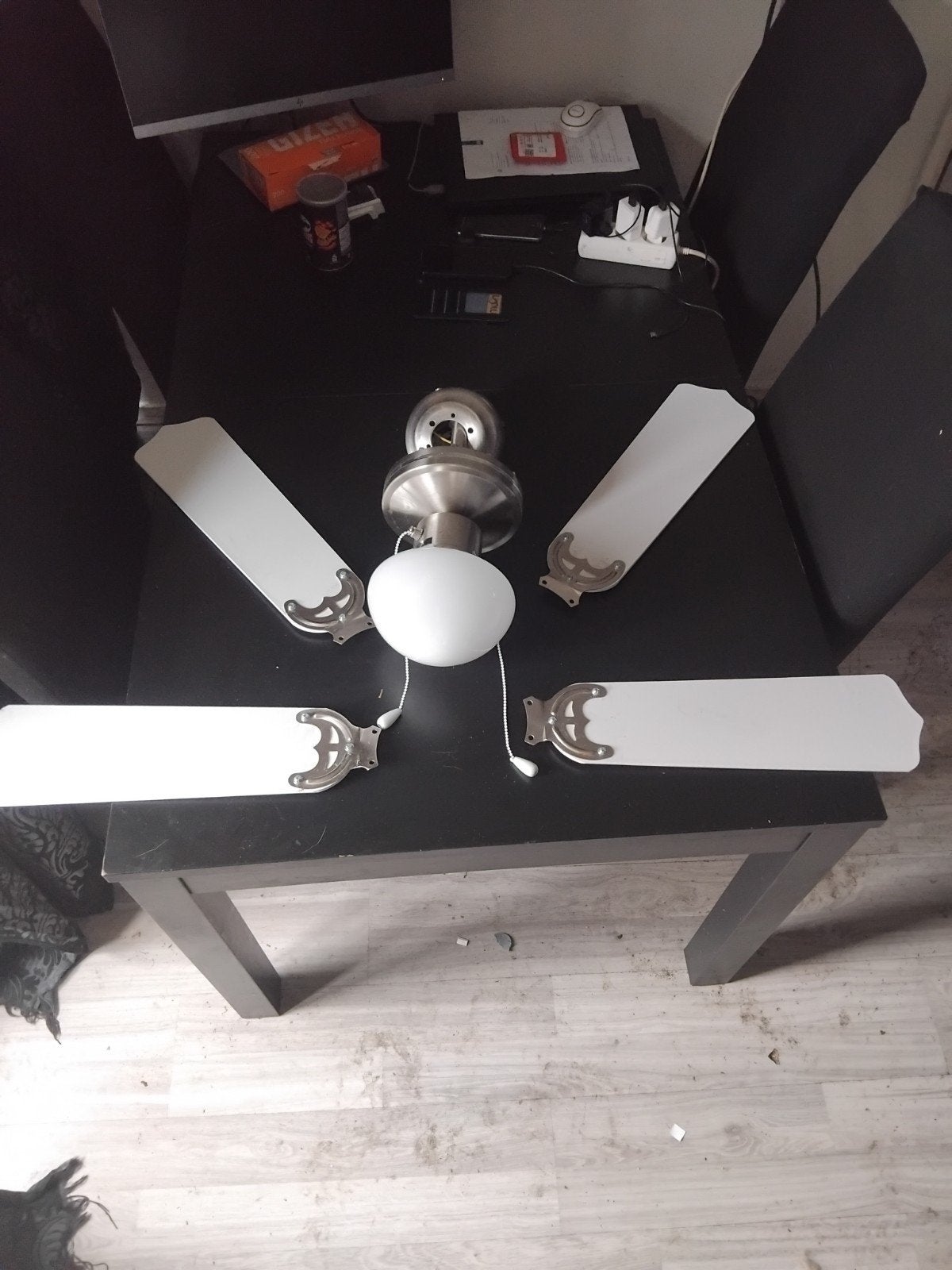 Plafondventilator met verlichting en 4 bladen, Gebruikt, 100 tot 150 cm, Overige materialen, Ophalen of Verzenden