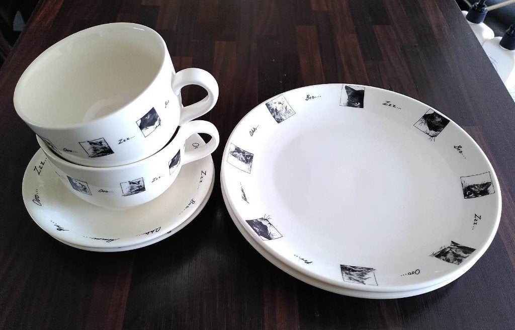 Katten servies & theedoek (BobBowdige-BayTree-UlsterWeavers), Ophalen, Zo goed als nieuw