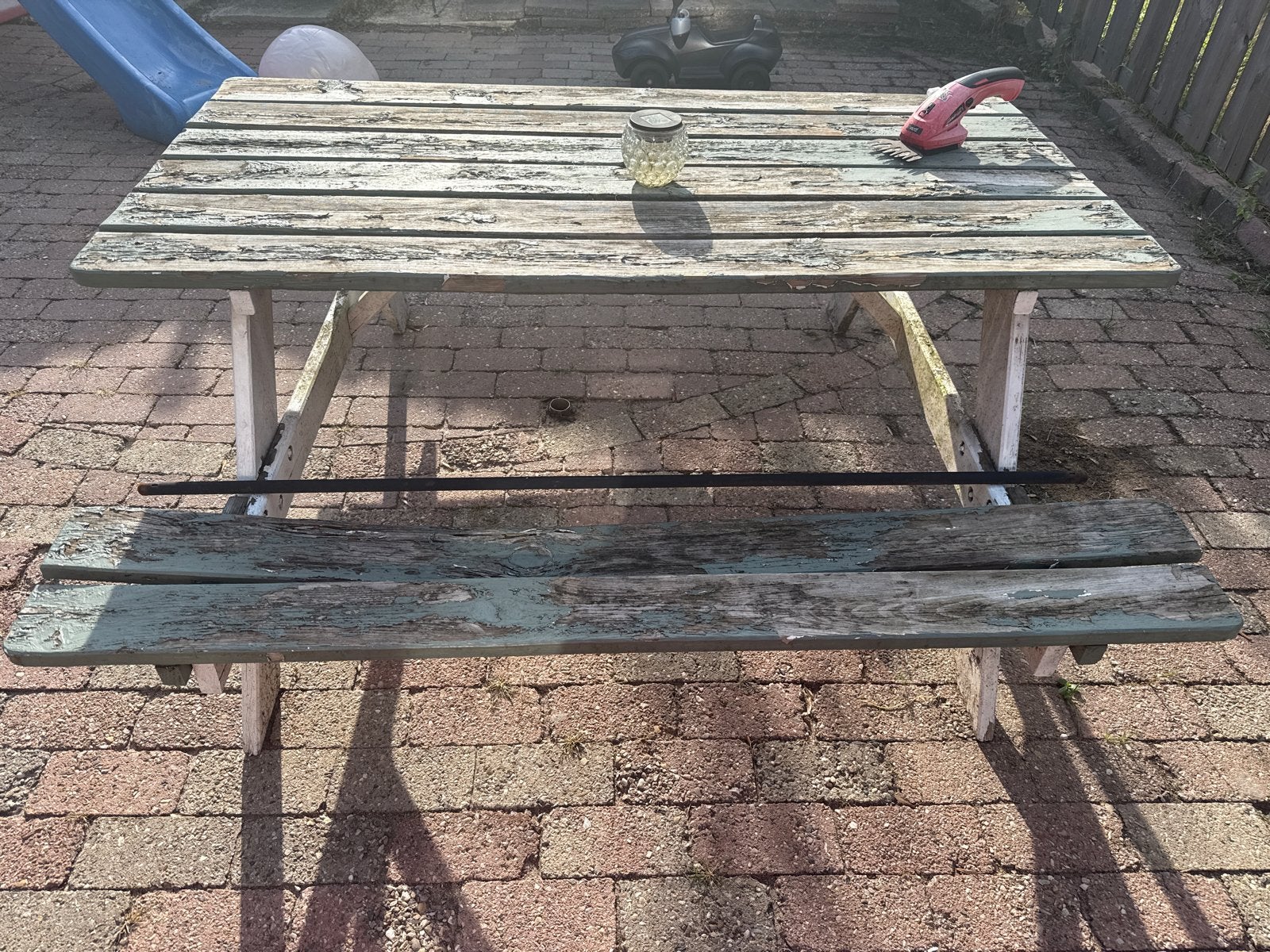 Gebruikte houten picknicktafel/brandhout, Ophalen, Gebruikt, Rechthoekig, Hout