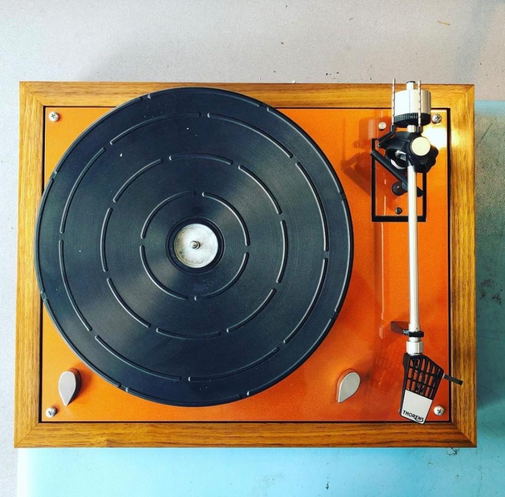 Thorens TD160/166 custom draaitafel “Orange”, Ophalen, Refurbished, Platenspeler, Thorens