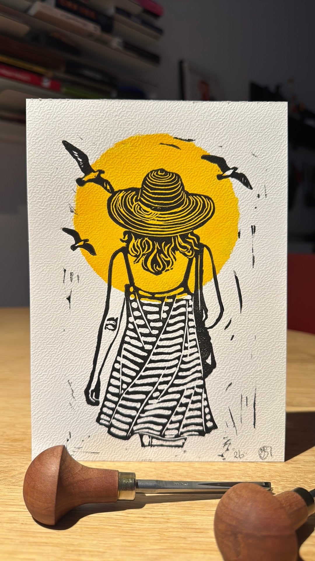 Lino snede afdruk “Summertime “ ️, Ophalen of Verzenden