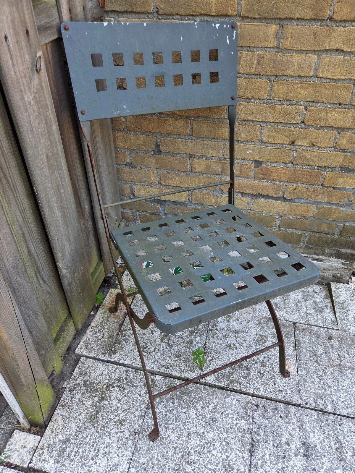 3 ijzeren bistro stoeltjes, Tuin en Terras, Ophalen, Gebruikt, Metaal
