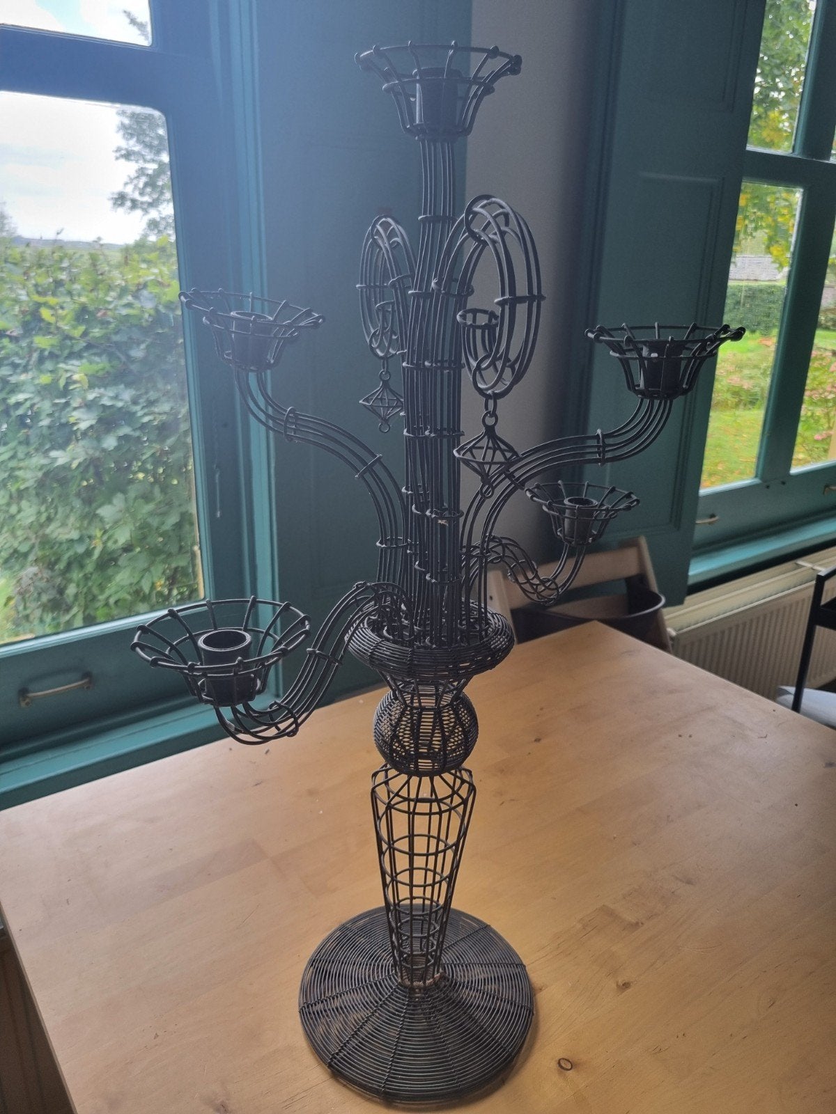 Unieke metalen kandelaar met 5 armen, Antiek en Kunst, Ophalen, Overige materialen