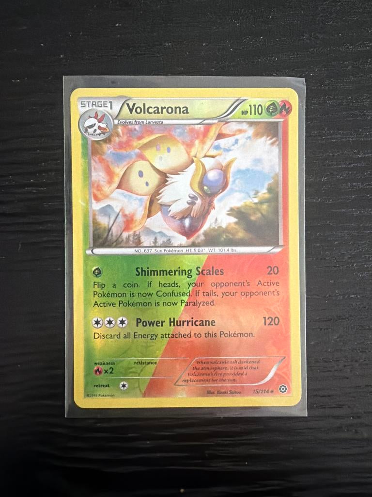 Volcarona Pokémon Kaart 15/114- Zeldzaam, Ophalen of Verzenden, Zo goed als nieuw, Losse kaart