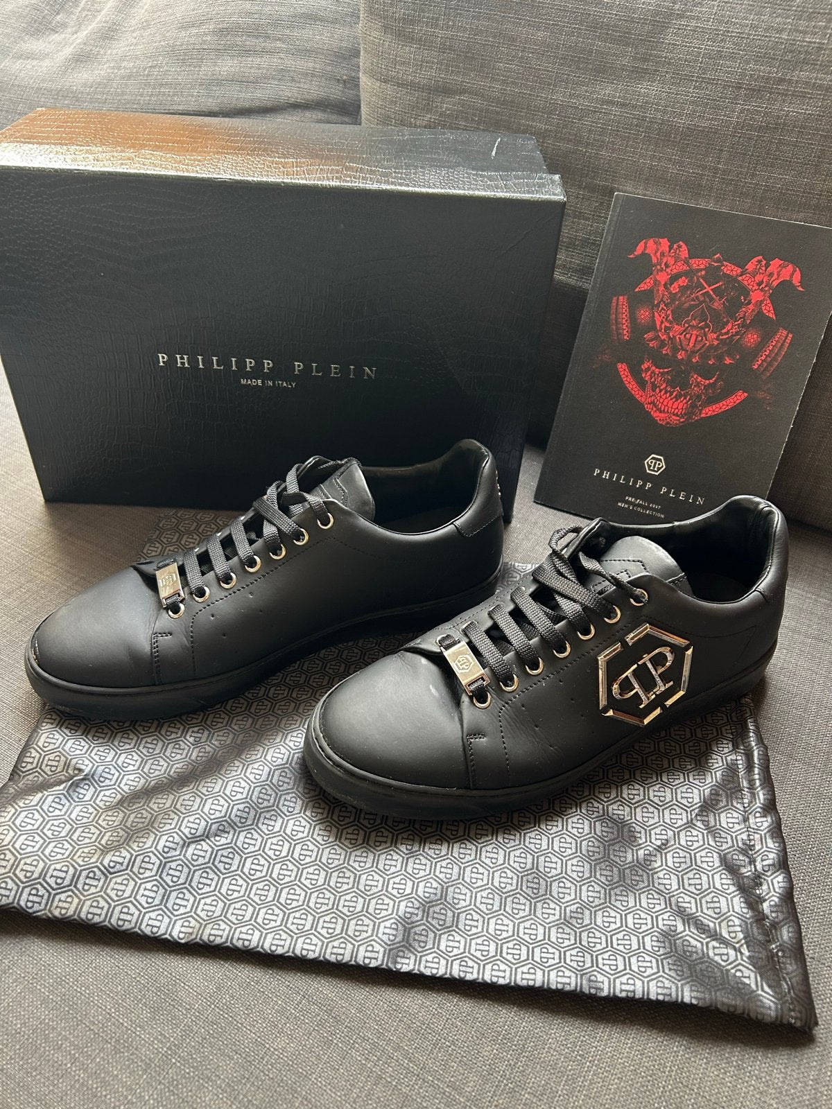 Philipp Plein Lage Sneakers Zwart Maat 42, Ophalen of Verzenden, Zo goed als nieuw, Zwart, Sneakers of Gympen