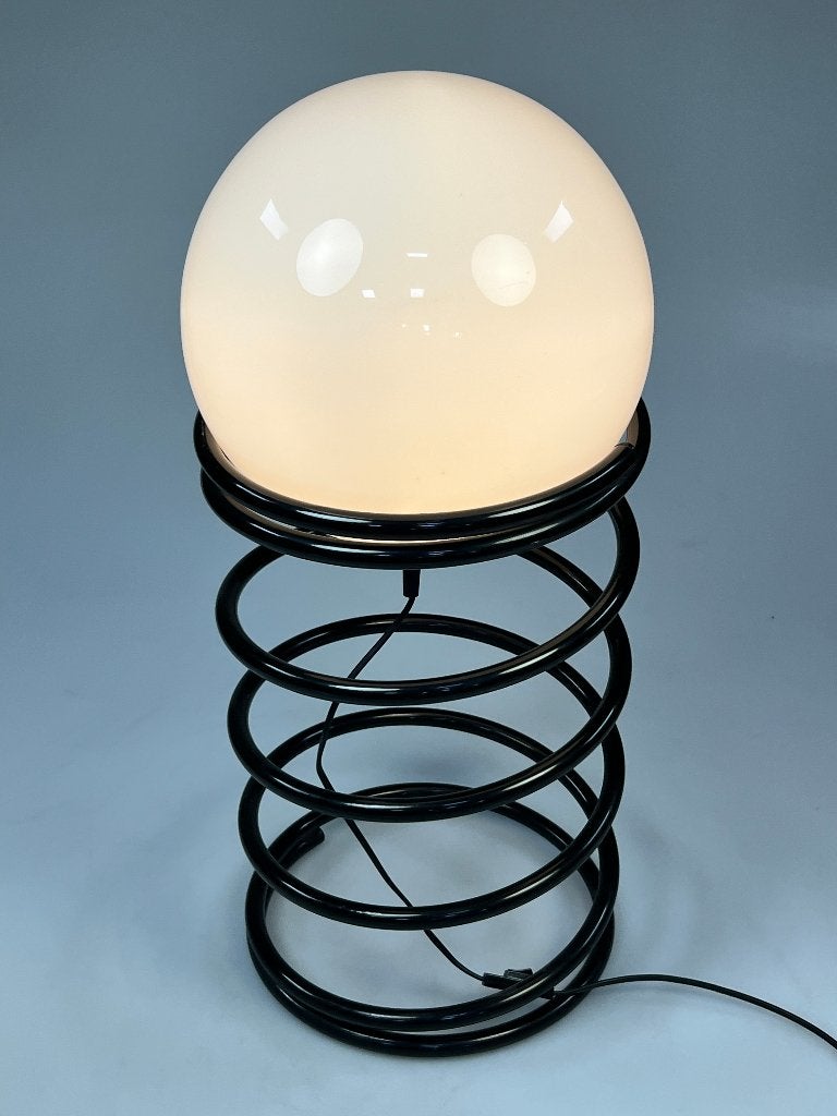 Vintage XL Woja zwarte spiraallamp, bollamp, Nederland 70's, Huis en Inrichting, Woja, Gebruikt, Onbekend, Vintage, Design, Midcentury, MCM, Dutch Design