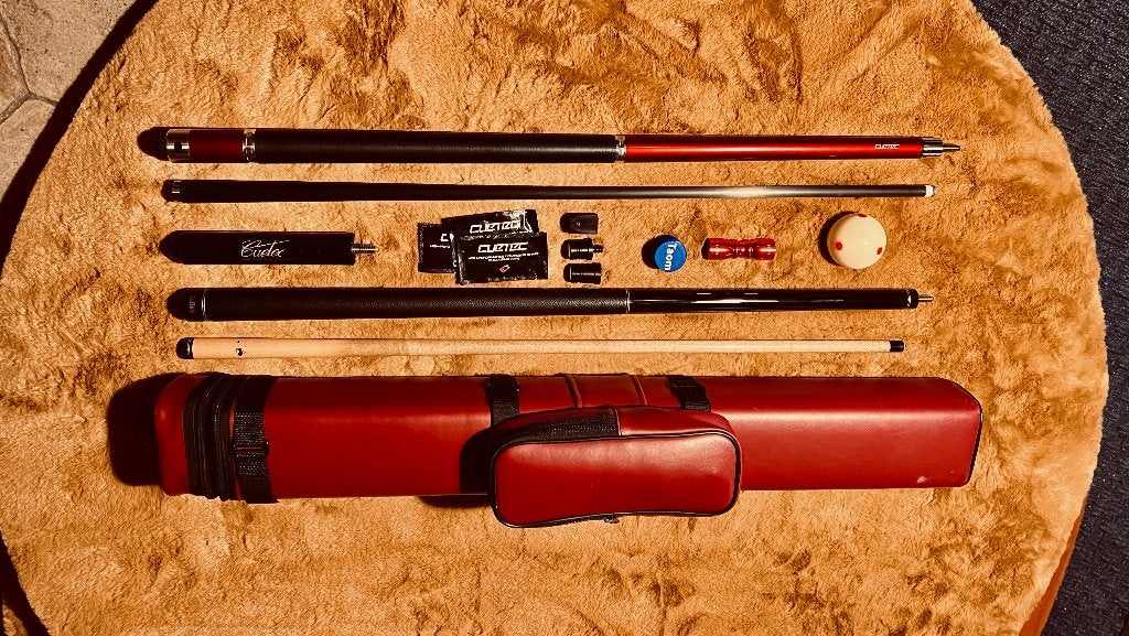 POOL keu + break keu + tas + cueball +++ Cuetec / Buffalo, Ophalen of Verzenden, Zo goed als nieuw, Keu of Ballen