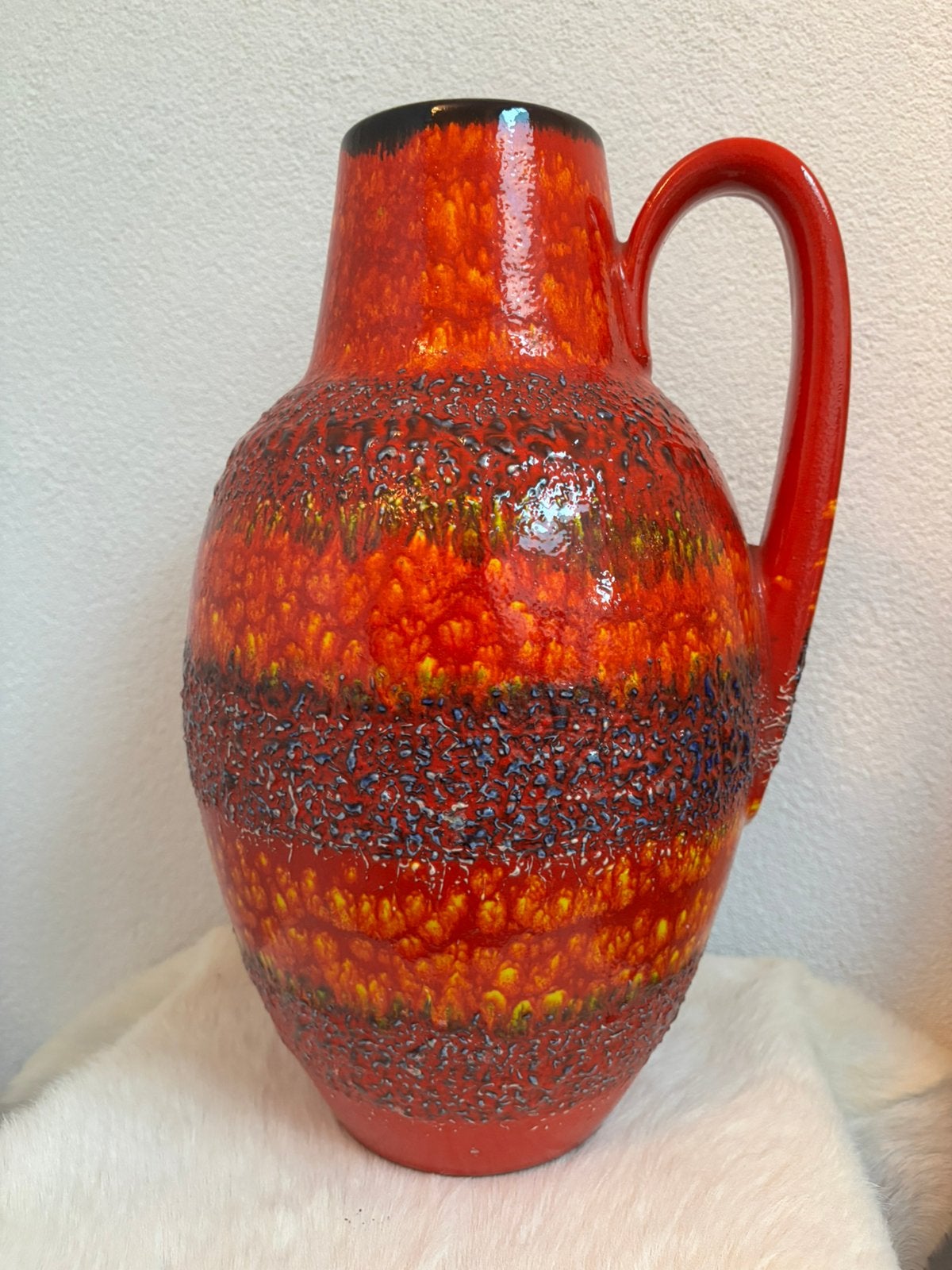 Gave fat lava vaas Scheurich Keramik West-Germany 38 cm, Ophalen of Verzenden