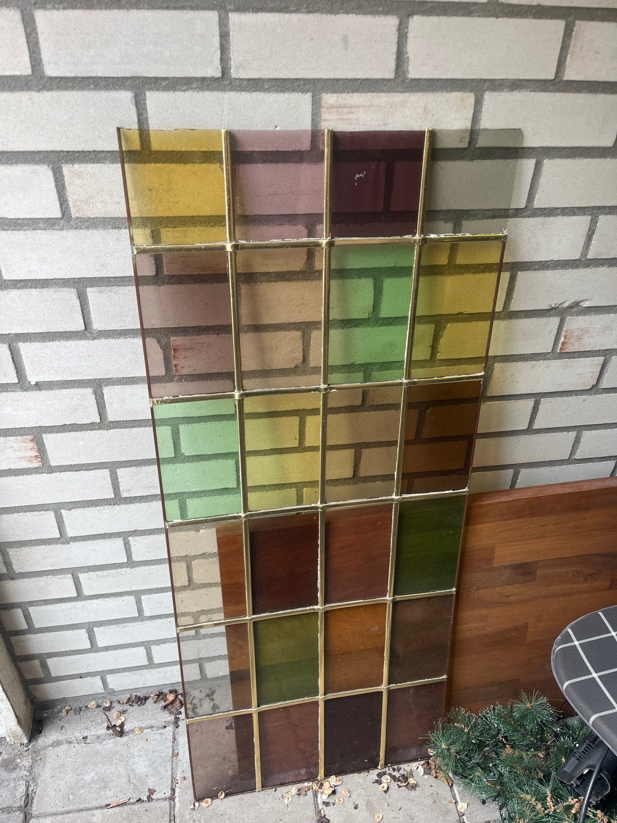 Glas in lood raam 130x55,3 cm, Doe-het-zelf en Verbouw, Glas en Ramen, Ophalen, Gevelraam of Ruit, Gebruikt, Minder dan 80 cm