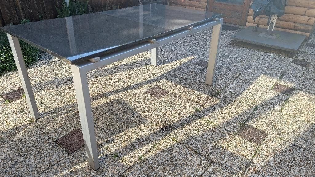 2x tafelblad graniet  80x90x2 cm, Tuin en Terras, Ophalen, Gebruikt, Rechthoekig, Metaal