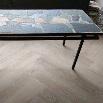 Brutalistische vintage salontafel – natuursteen mozaïek, Ophalen of Verzenden, Rechthoekig, 100 tot 150 cm, 100 tot 150 cm