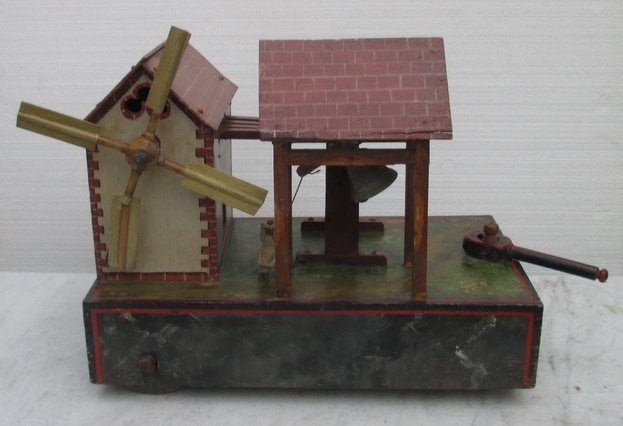 antiek folklore speelgoed molen en molenaar loopwagen, Ophalen