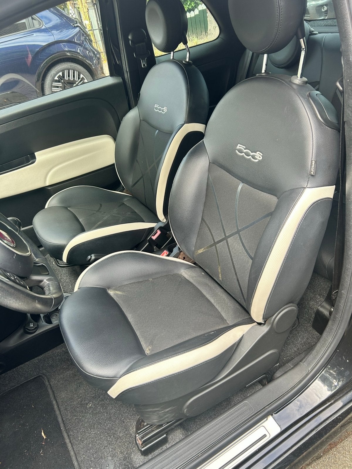 Fiat 500S Stoelen - Zwart/Wit Leder, Auto-onderdelen, Ophalen of Verzenden, Gebruikt, Fiat
