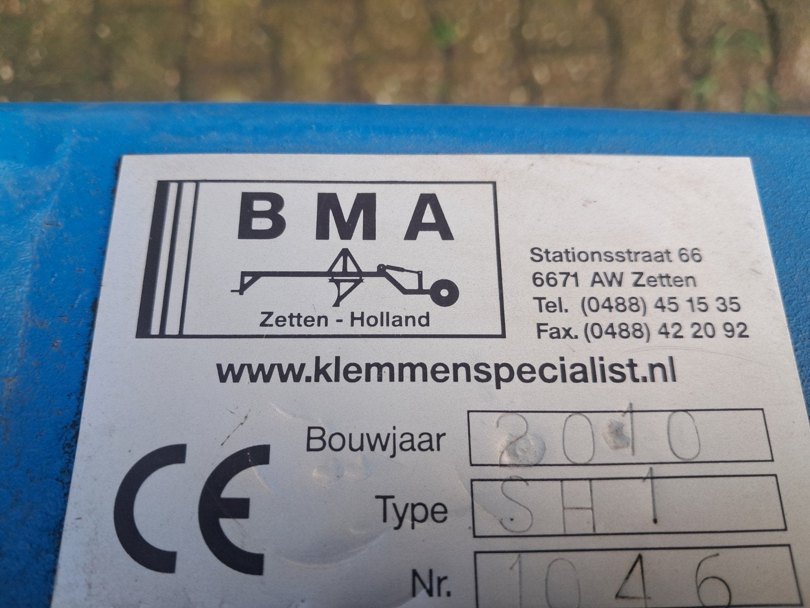 BMA Balenklem SH1 - Bouwjaar 2010, Ophalen