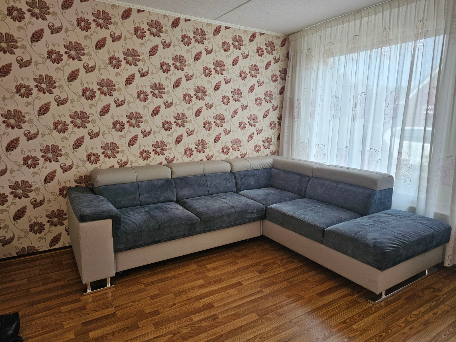 Gordijn 380x240 cm (evt. met extra deel), Gebruikt, Ophalen of Verzenden, Lichtdoorlatend, Gordijn