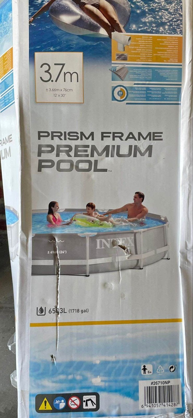 Intex Prism Frame Premium Zwembad 3.7m met toebehoren, Tuin en Terras, Gebruikt, Minder dan 80 cm, Rond, 300 cm of meer