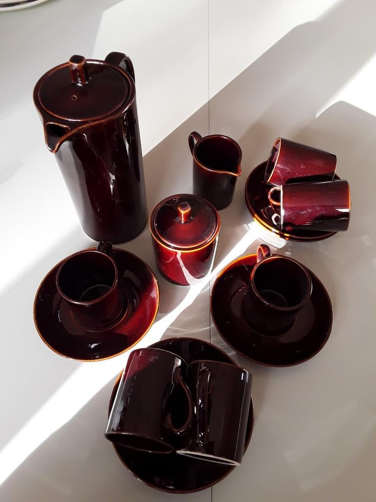 Vintage Bruin Servies - Koffie/Theeset, Ophalen of Verzenden