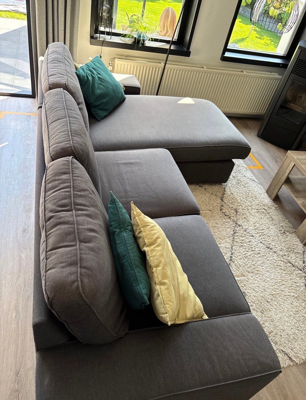 IKEA KIVIK 3 zitsbank + chaise lounge, donkergrijs, Huis en Inrichting, Ophalen, 250 tot 300 cm, Hoekbank, Zo goed als nieuw