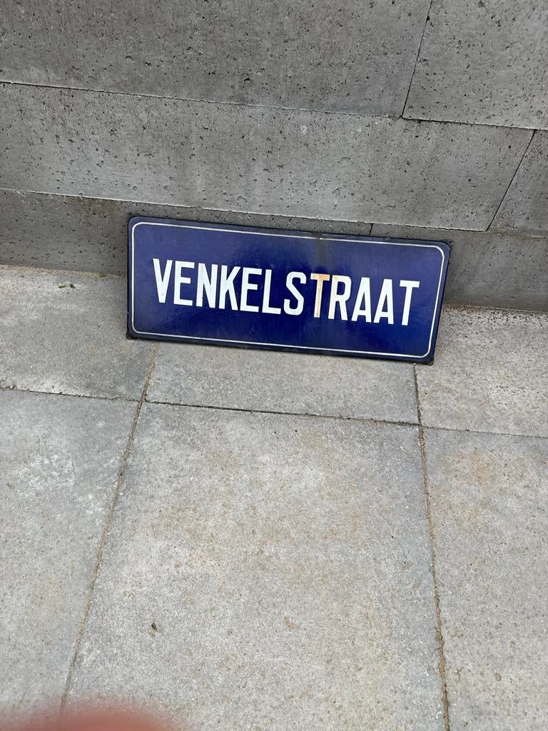 Oud Venkelstraat emaille Straatnaambord - Authentiek, Ophalen of Verzenden