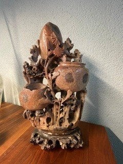handgesneden Chinese penseelpot speksteen, Ophalen of Verzenden