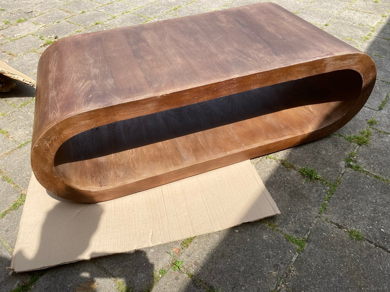 Elora Salontafel Mangohout 130x60 Organische Vorm, Ophalen, 100 tot 150 cm, Nieuw, 50 tot 100 cm