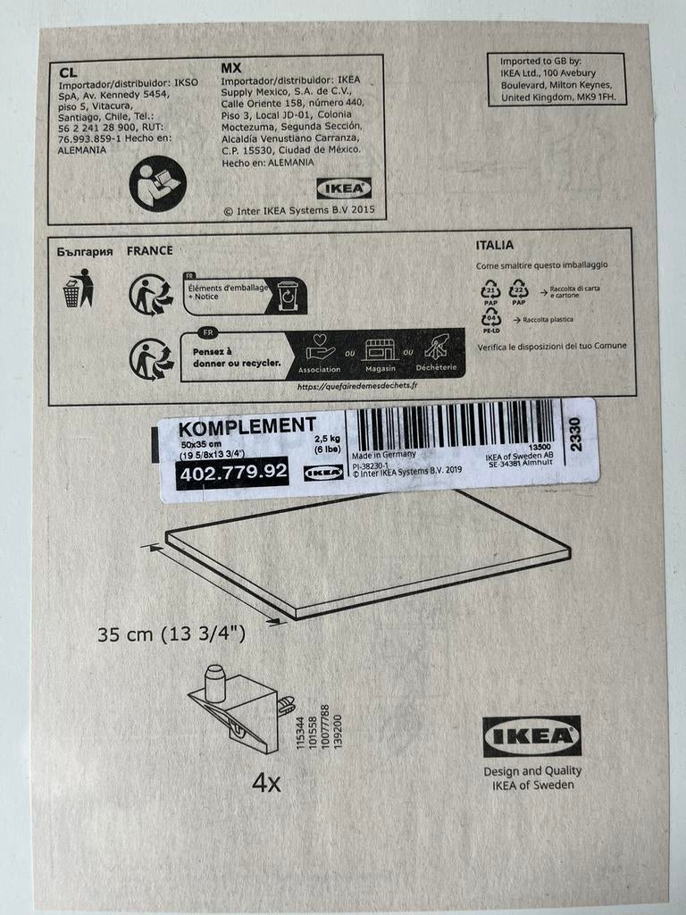 Ikea Pax Komplement plank 35x50, Ophalen, 50 tot 100 cm, Zo goed als nieuw, Minder dan 100 cm