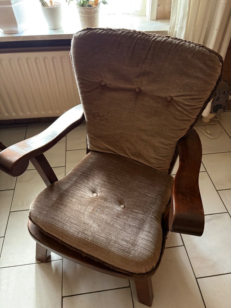 fauteuil donker eiken, Ophalen, Gebruikt, 75 tot 100 cm, Stof