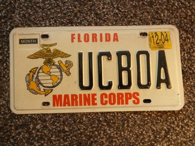 Kentekenplaat licenseplate Florida Marine Corps USA, Verzenden, Gebruikt, Auto's