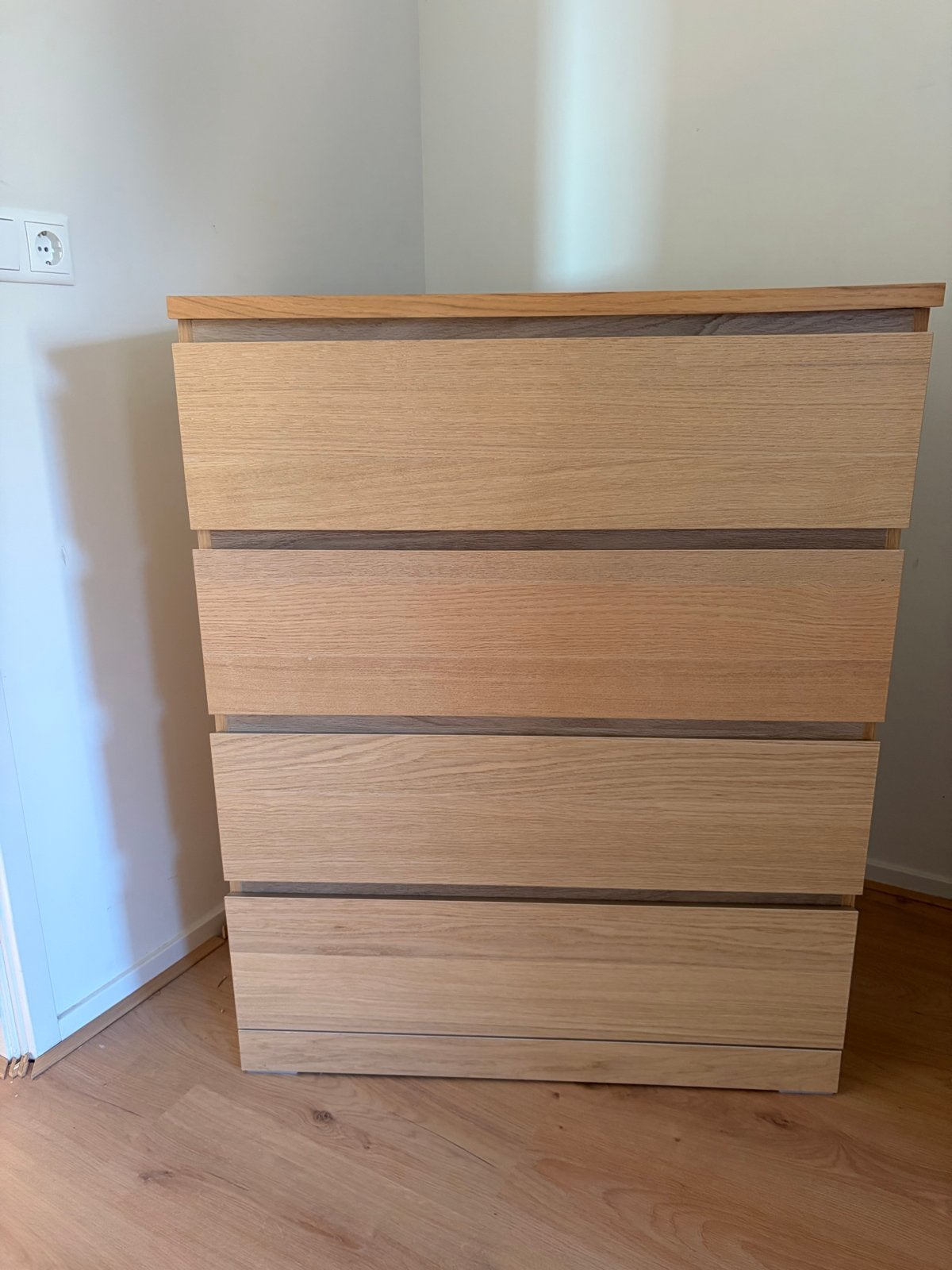IKEA Malm ladekast met 4 lades - Eikenfineer, Ophalen, Gebruikt, 100 tot 150 cm, 50 tot 100 cm