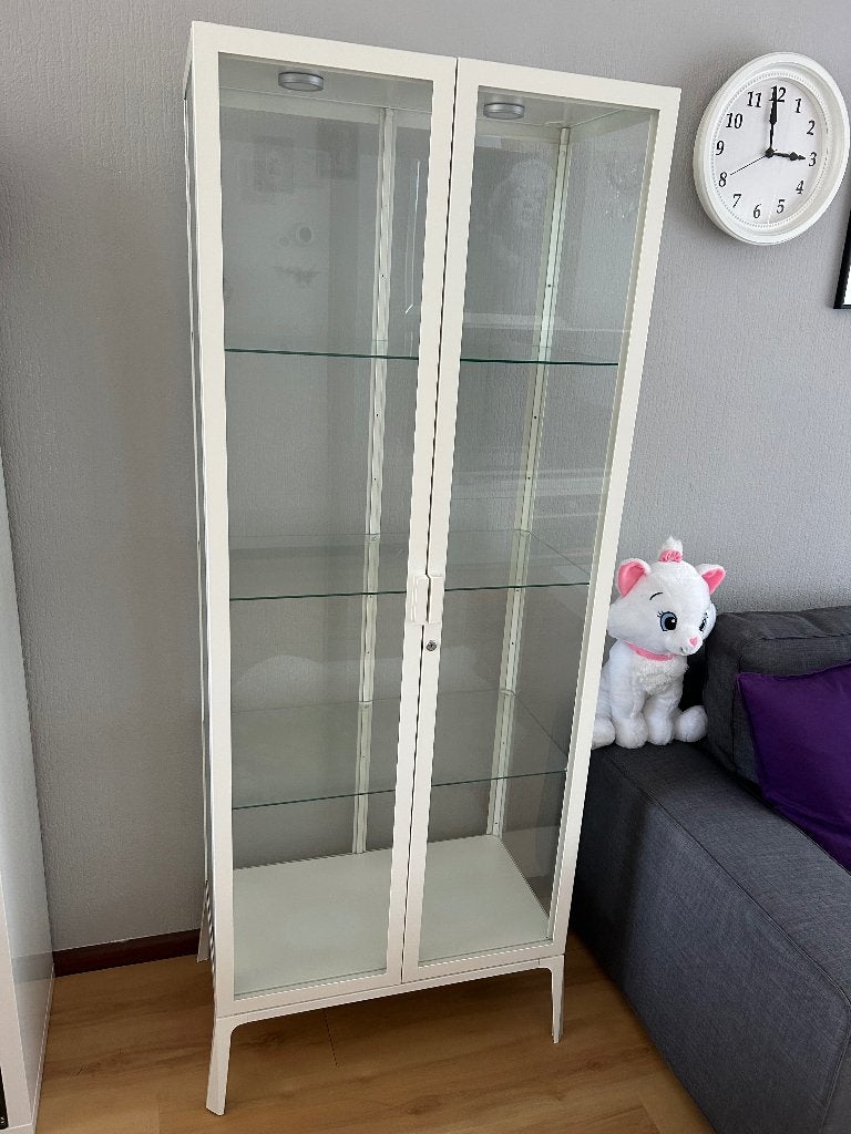 Witte Vitrinekast 2 Deurs, Ophalen, 50 tot 100 cm, Glas, Modern