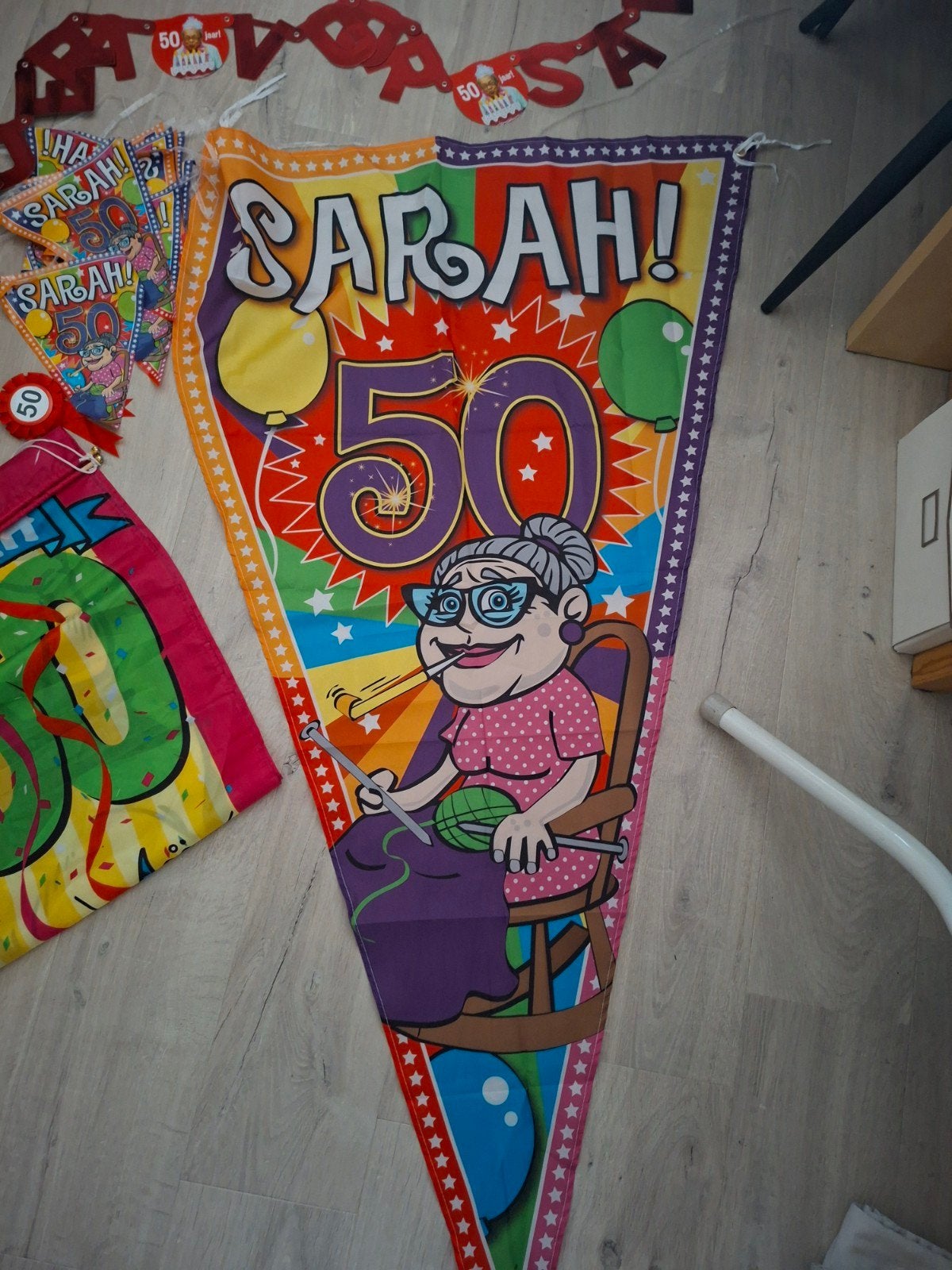 50 jaar slingers, Sarah!, Ophalen, Zo goed als nieuw, Versiering, Abraham of Sarah