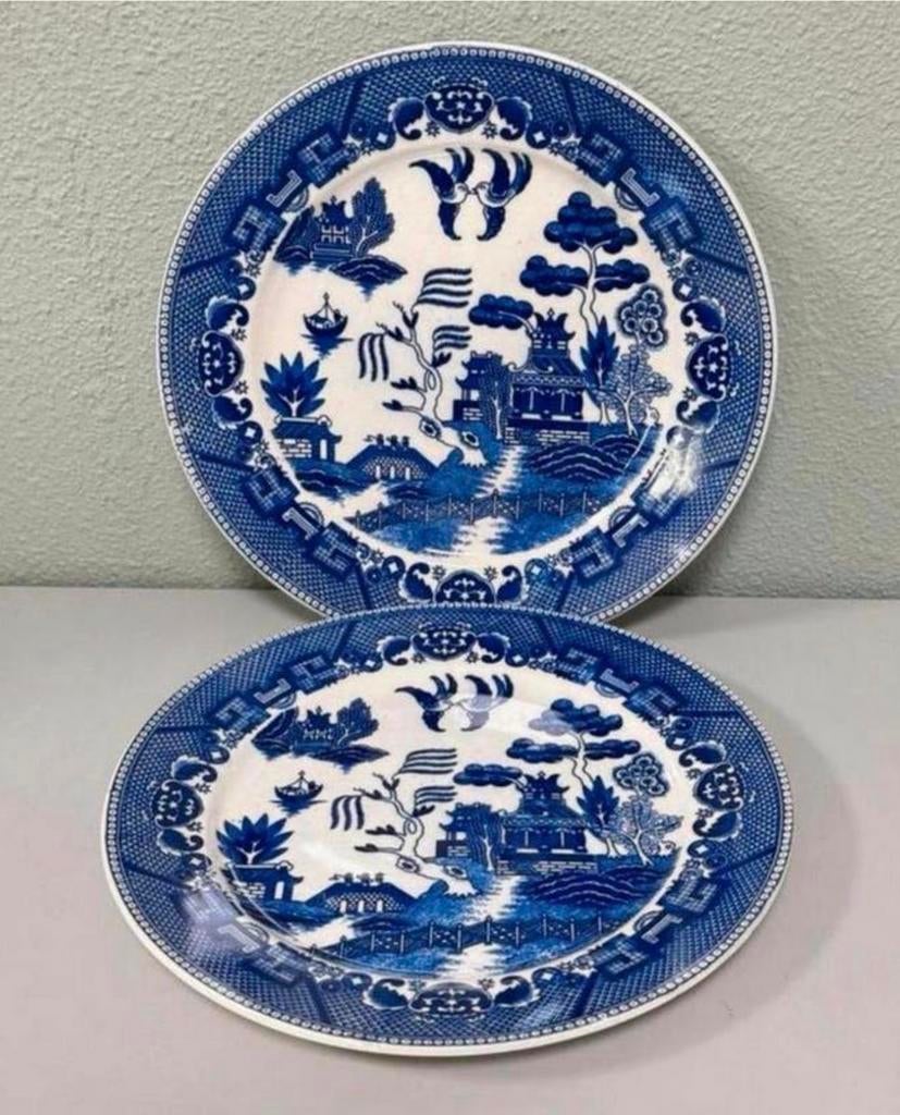 2X antiek Bord 1940 Blue Willow Japan Japans japanese borden, Ophalen of Verzenden