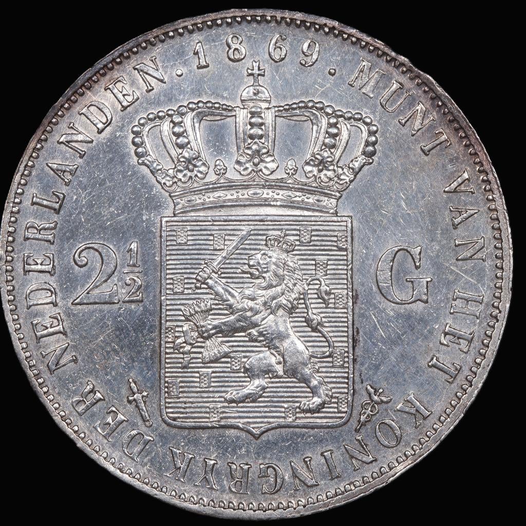 Rijksdaalder 1869. Pr., Koning Willem III, Zilver, Ophalen of Verzenden, Losse munt
