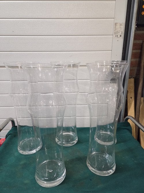 glazen vazen trompet vorm 5 stuks, Ophalen of Verzenden