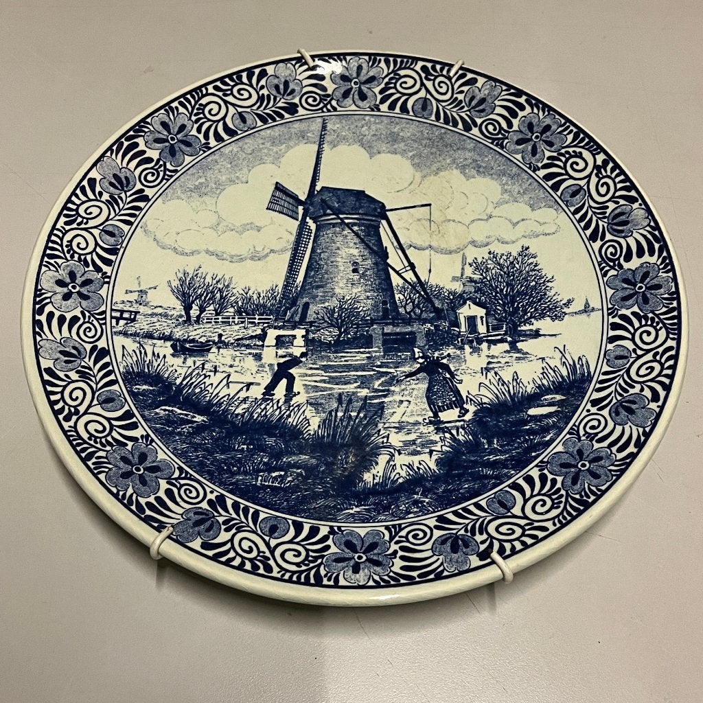Delfts blauw bord met molens Chemkefa made in Holland, Ophalen of Verzenden