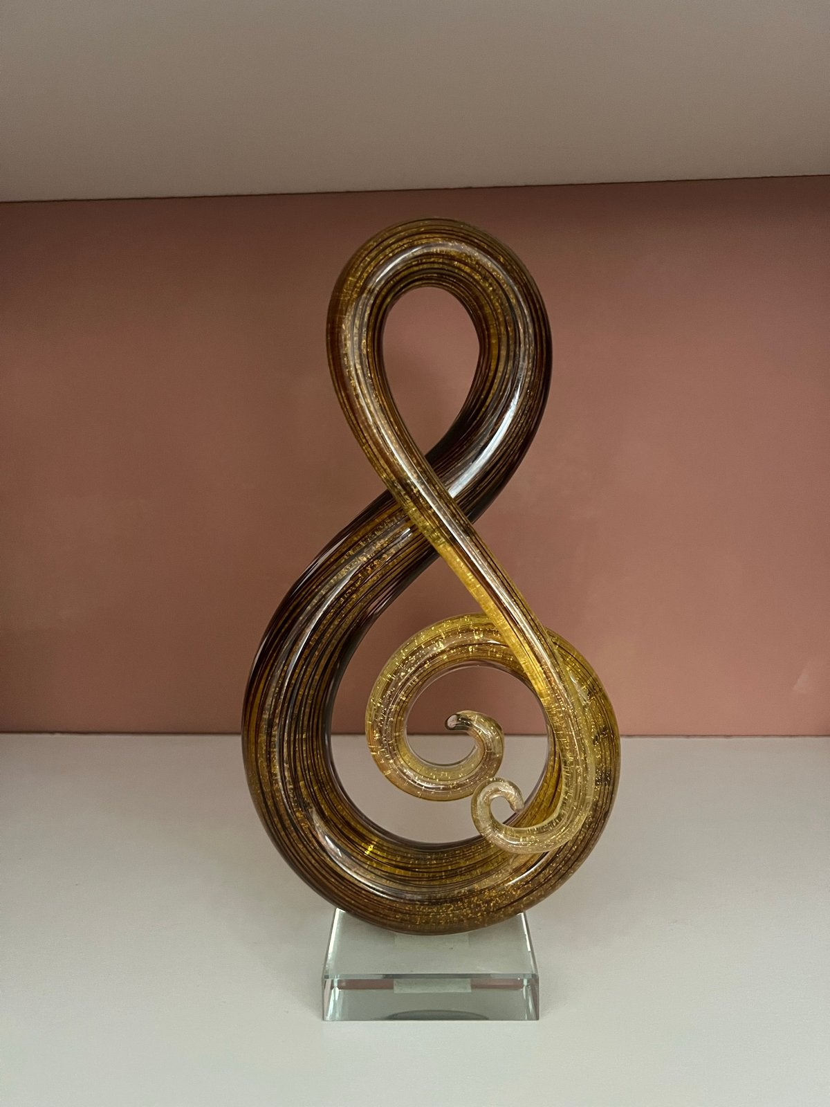 Glazen sculptuur in de vorm van een muzieknoot, Antiek en Kunst, Kunst | Beelden en Houtsnijwerken, Glas, Ophalen of Verzenden