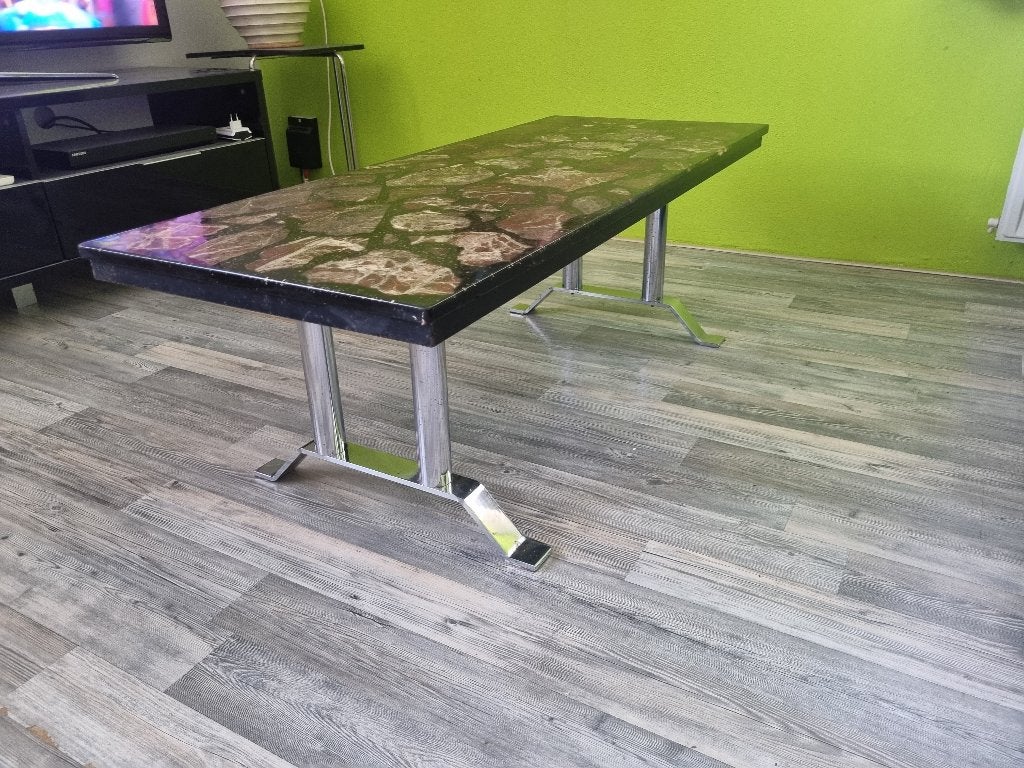 salontafel jaren 50/60 natuursteen vintage, Ophalen, Rechthoekig, 100 tot 150 cm, 50 tot 100 cm