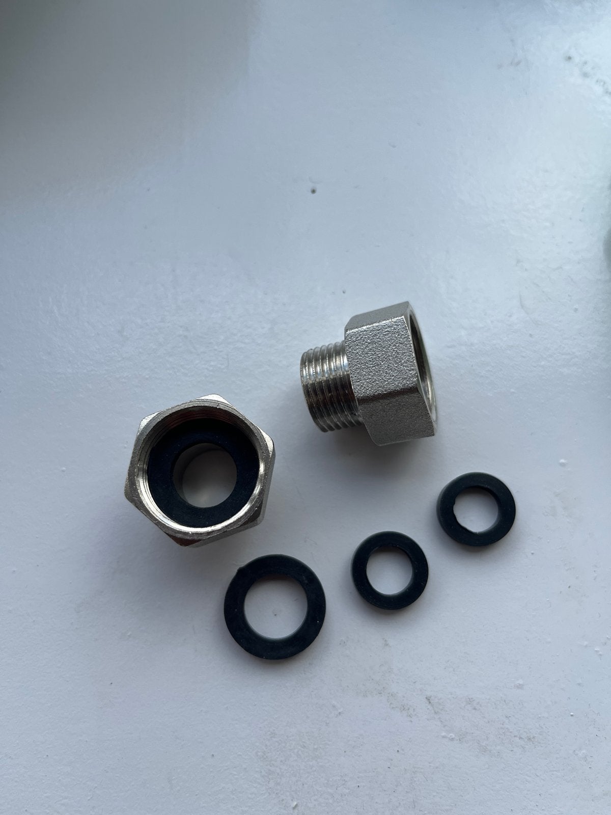 2x Reducers 1/2 naar 3/8 met O-ringen - Hoge Kwaliteit, Doe-het-zelf en Verbouw, Buizen en Afvoer, Overige typen, Nieuw, Rvs, Minder dan 2 meter