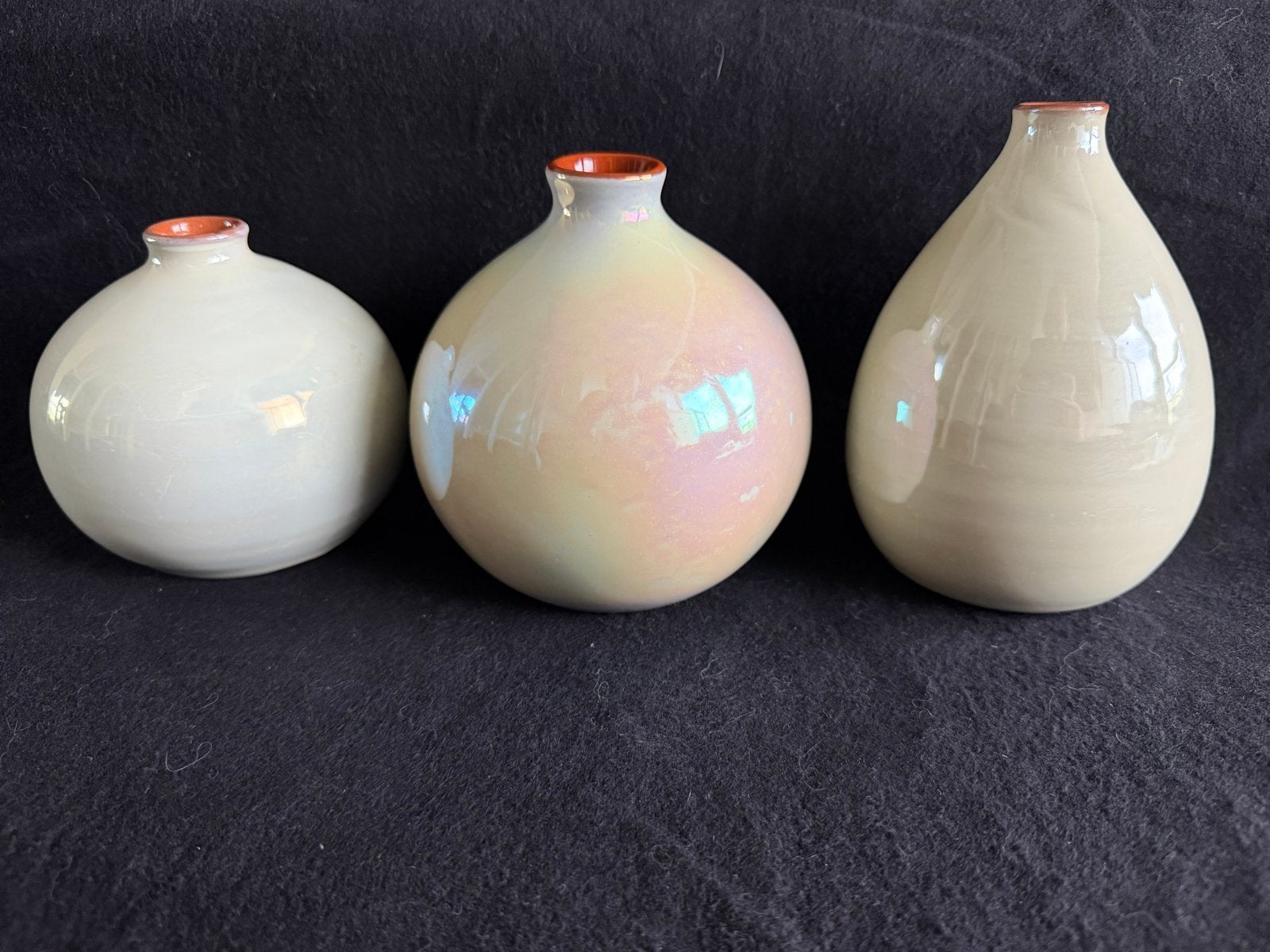 Set van 3 Vintage Adco Luster Vaasjes - Parelmoer Beige, Verzenden