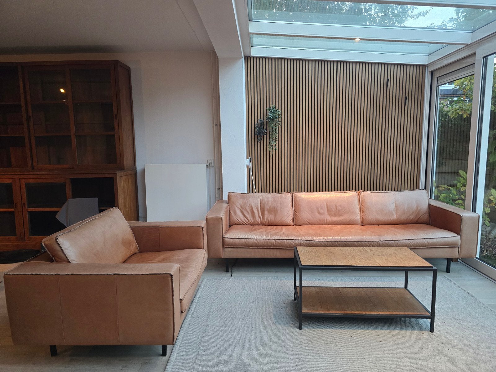 Lederland Leren Bankstel - 4-zits met Loveseat, Gebruikt, Ophalen of Verzenden, Rechte bank, Vierpersoons of meer