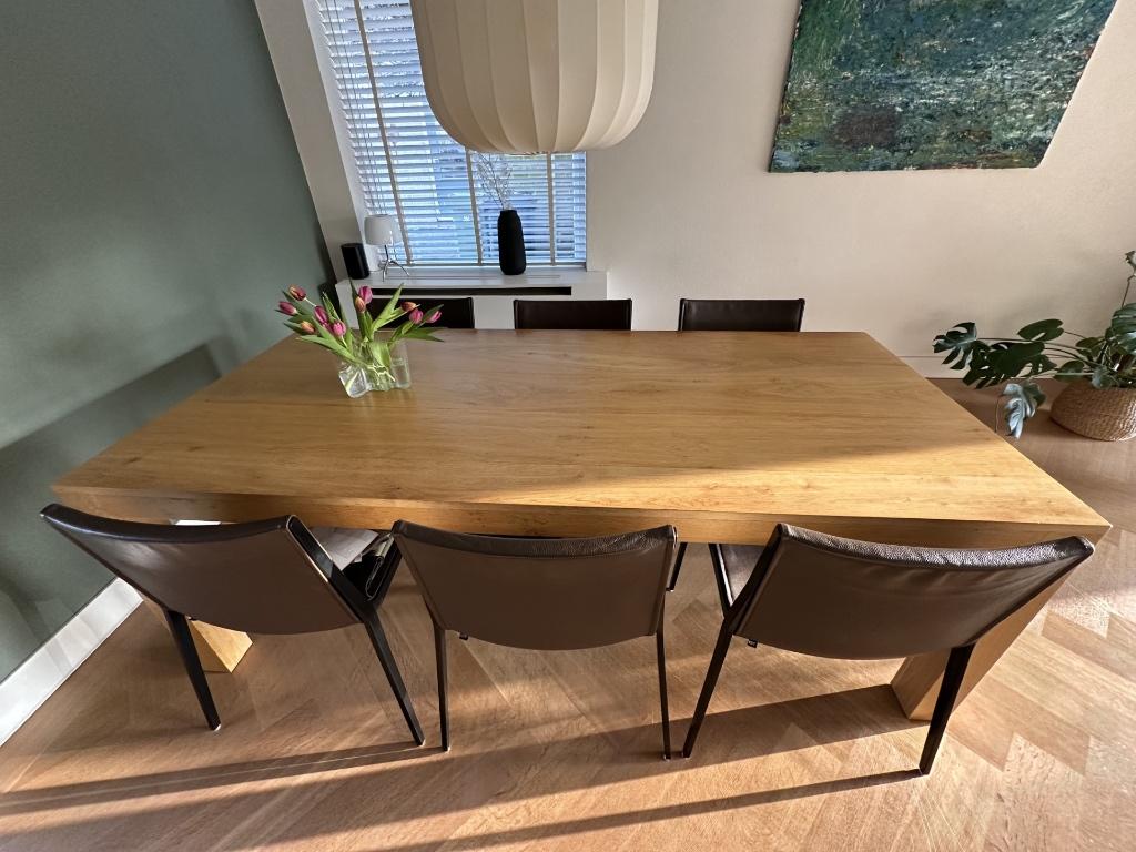 6 prachtige KFF eetkamerstoelen, Huis en Inrichting, Stoelen, Ophalen, Gebruikt, Bruin, Modern
