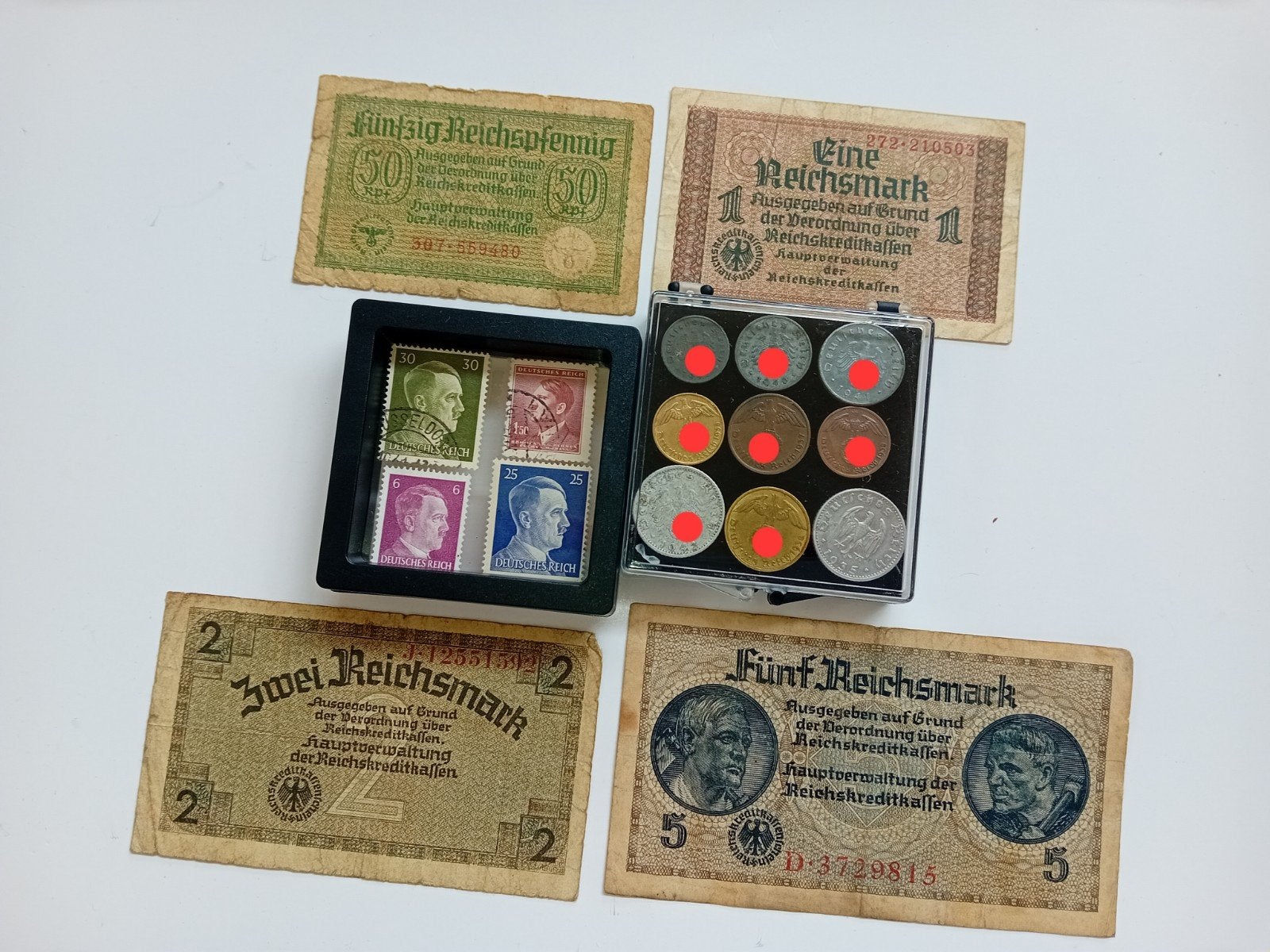 Muntenset WW2 Reichspfennig Papiergeld Zink Brons Messing, Ophalen of Verzenden, Duitsland