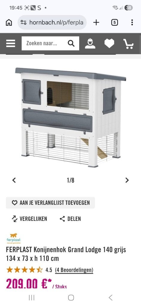 Konijnenhok, Dieren en Toebehoren, Vrouwelijk, Groot, 0 tot 2 jaar