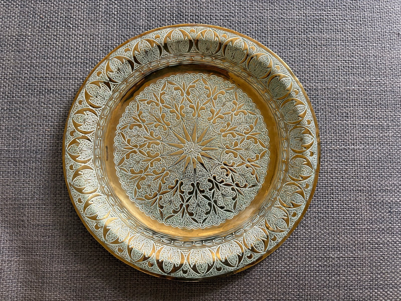 Decoratieve Oude Koperen Wandplaat met Arabische Tekens, Ophalen of Verzenden