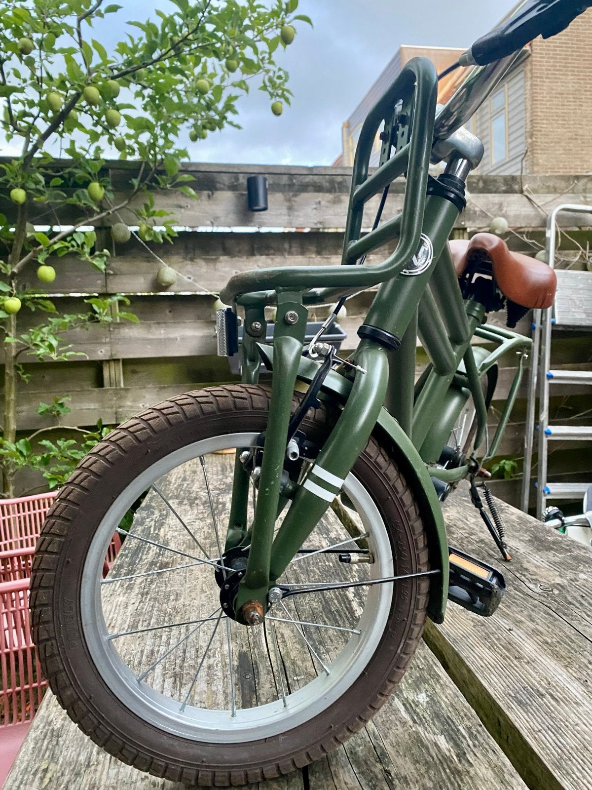 Nogan Mick Kinderfiets 12 inch - Legergroen, Ophalen, Terugtraprem, Zijwieltjes, Minder dan 16 inch