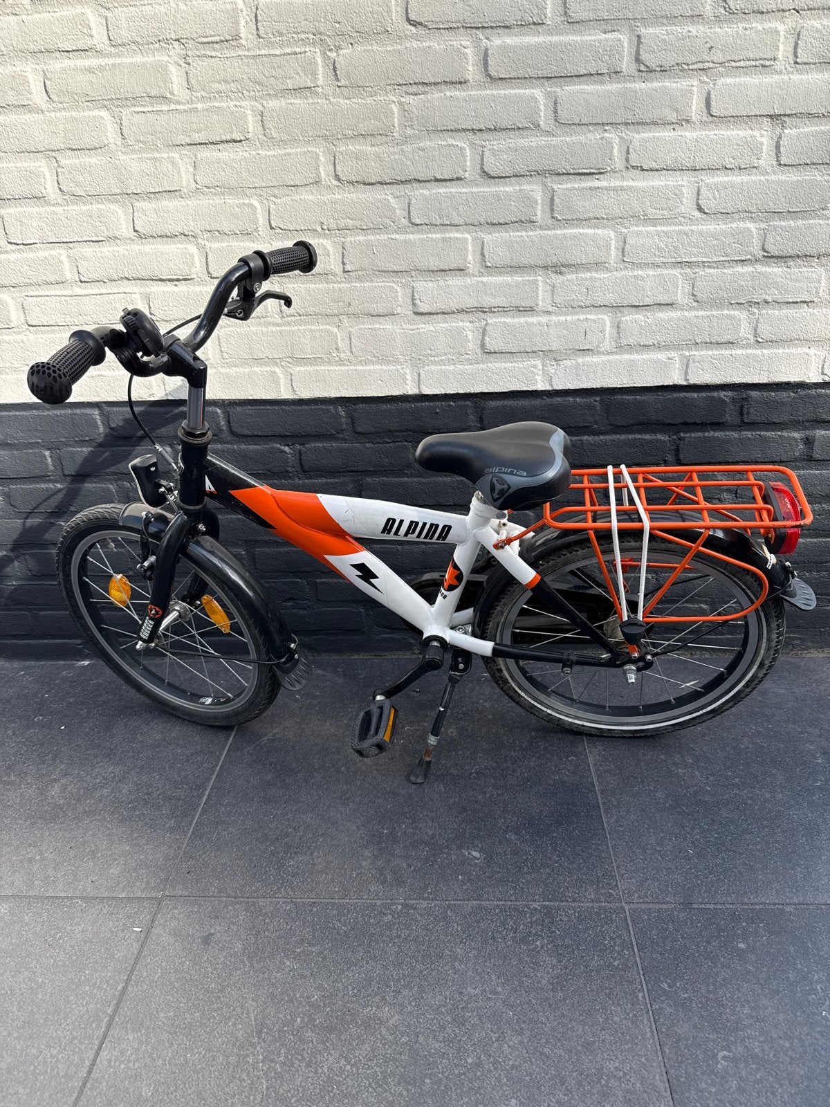 Alpina kinderfiets 14 inch, Ophalen, Gebruikt, Velgrem, Minder dan 16 inch