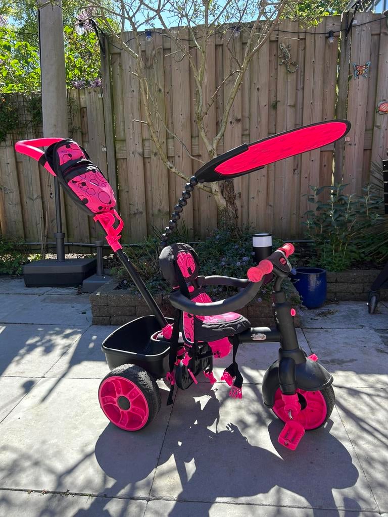 Little Tikes 4-in-1 driewieler roze, Fietsen en Brommers, Fietsen | Driewielers, Ophalen, Gebruikt, Terugtraprem, Duwstang